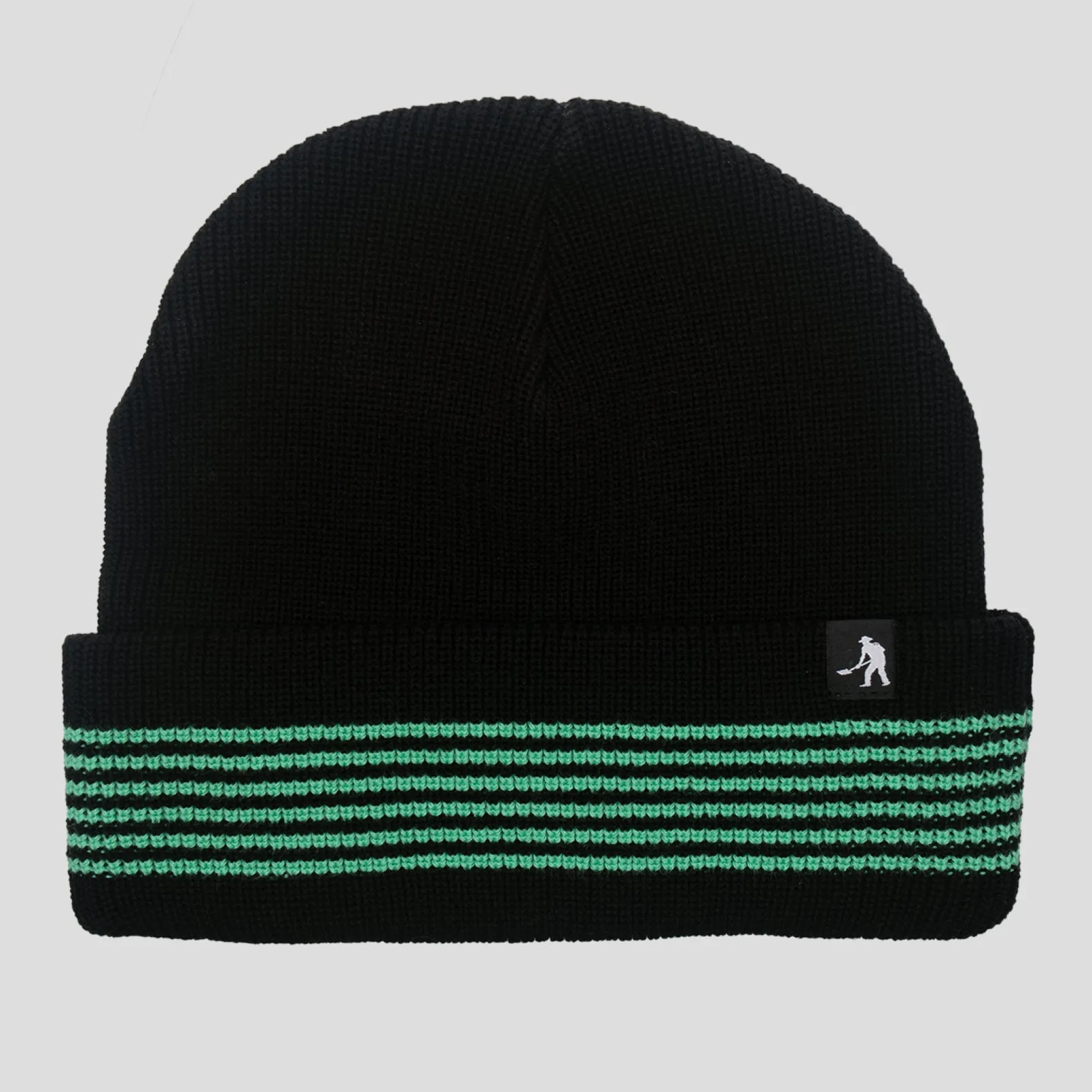 Pass~Port Organic Cotton Stripe Knit Beanie - Black / Green