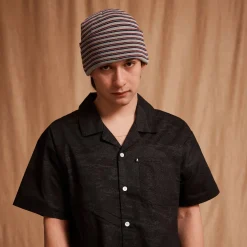 Pass~Port Organic Cotton Stripe Knit Beanie - Light Blue Multi