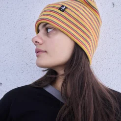 Pass~Port Organic Cotton Stripe Knit Beanie - Mustard Multi
