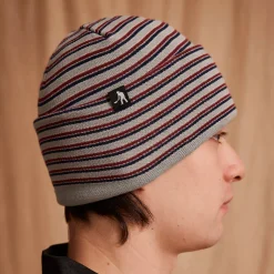 Pass~Port Organic Cotton Stripe Knit Beanie - Light Blue Multi