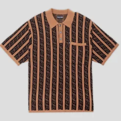Pass~Port Pattoned Knit Polo - Caramel