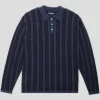 Pass~Port Pattoned Knit Polo Long Sleeve - Navy