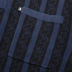 Pass~Port Pattoned Knit Polo Long Sleeve - Navy