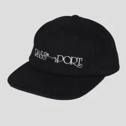 Pass~Port Stem Logo Woollen Casual Cap - Black