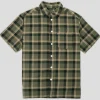 Pass~Port Stem Workers Check Shirt Short-Sleeve - Moss