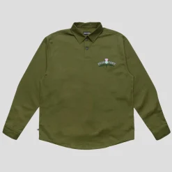 Pass~Port Thistle Embroidery AG Shirt Long Sleeve - Moss