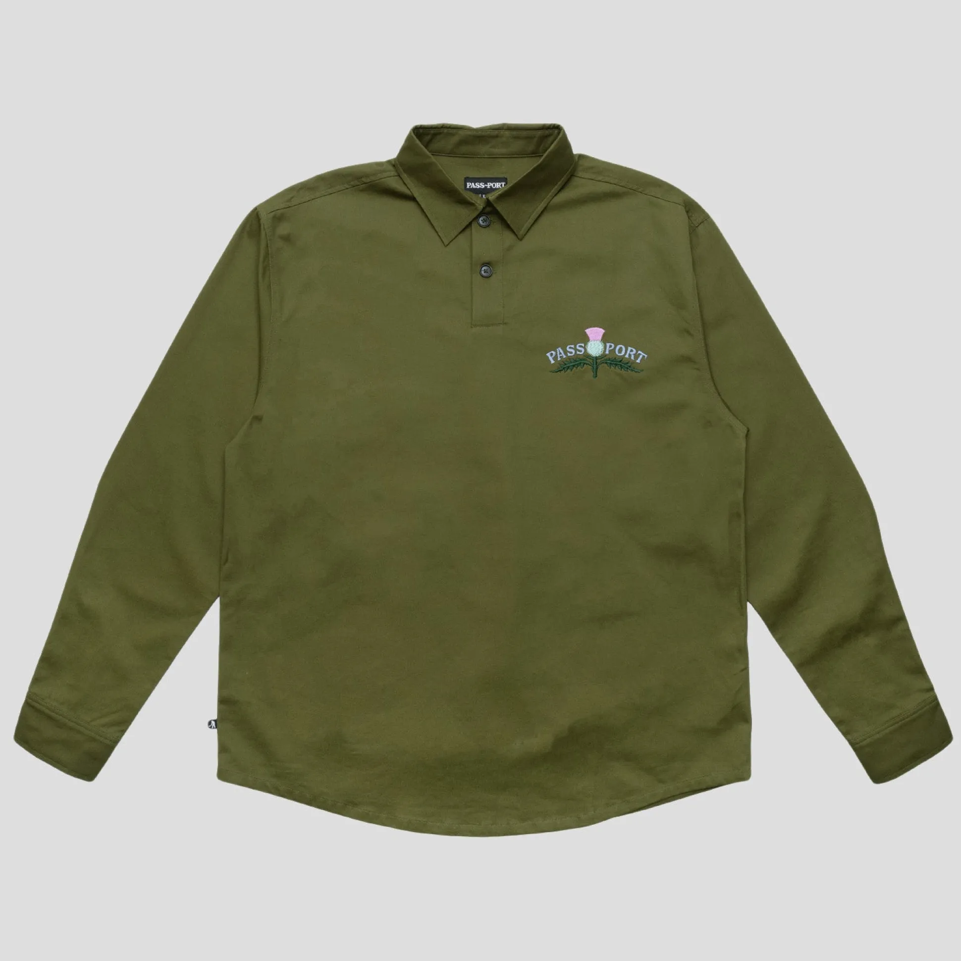 Pass~Port Thistle Embroidery AG Shirt Long Sleeve - Moss