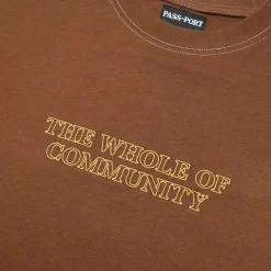 Pass~Port Whole of Community Embroidery Organic Tee - Bark