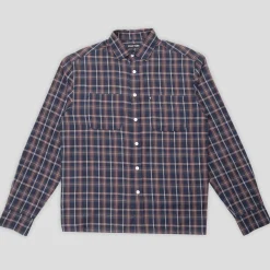 Pass~Port Workers Check Long Sleeve Shirt - Navy