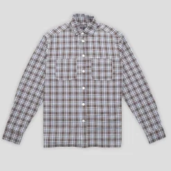 Pass~Port Workers Check Shirt Long-Sleeve - Chocolate / Blue