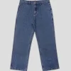 Pass~Port Workers Club Denim Jean - Washed Dark Indigo / Maroon Stitch