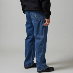 Pass~Port Workers Club Denim Jean - Washed Dark Indigo / Maroon Stitch