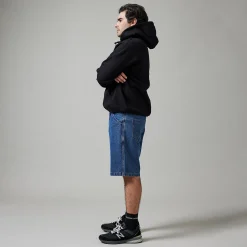 Pass~Port Workers Club Denim Short - Washed Dark Indigo / Maroon Stitc