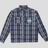 Pass~Port Yearbook Logo Workers Flannel - Navy