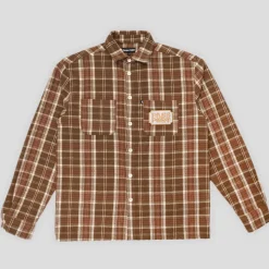 Pass~Port Yearbook Logo Workers Flannel - Caramel