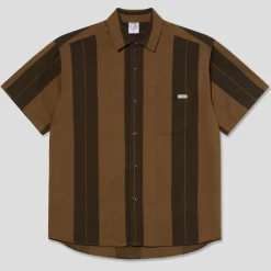 Polar Skate Co. Mitchell Shirt - Brown Block Stripe