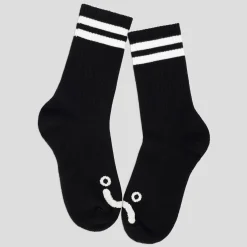 Polar Skate Co. Rib Happy Sad Socks - Black