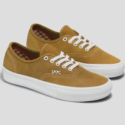 Vans Skate Authentic Shoe - Leather Golden Brown / White