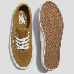 Vans Skate Authentic Shoe - Leather Golden Brown / White